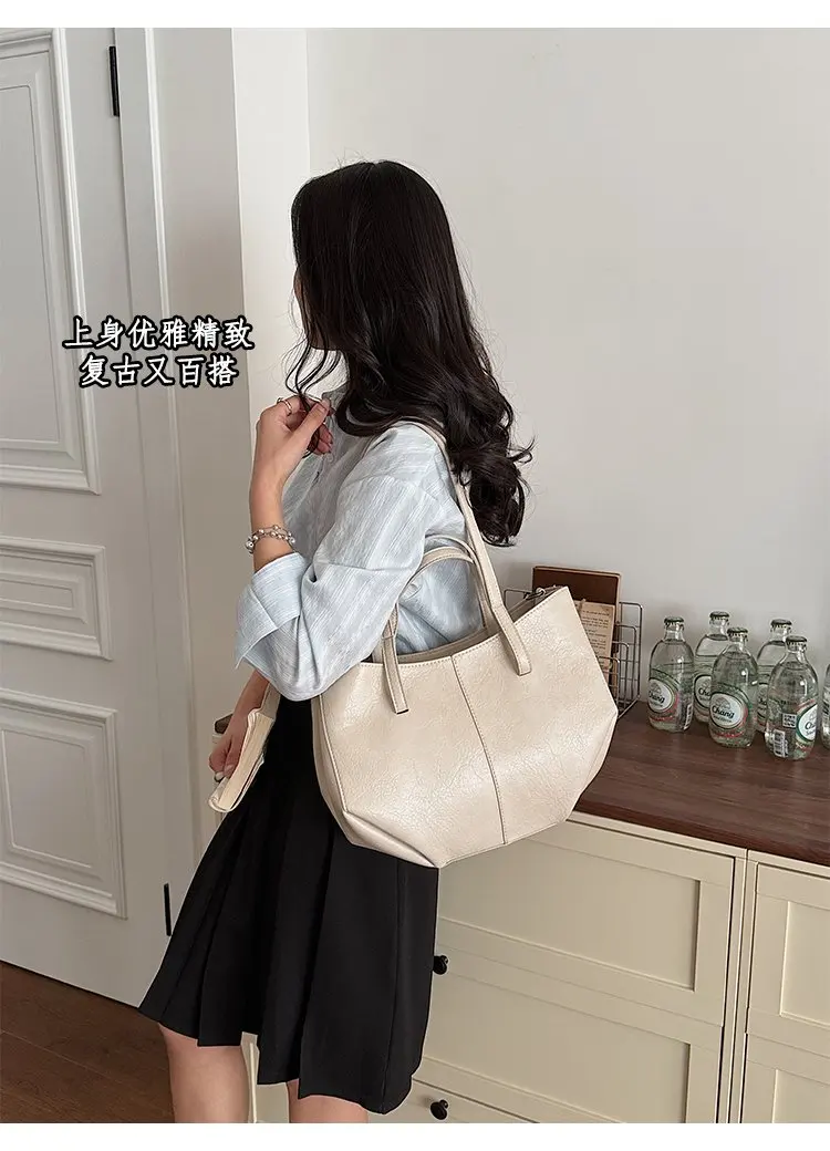 Simple Minimalist Diaper Bags For Women Elegant Designer Leather Tote Bag Vintage Trendy Luxury Commuter Bag