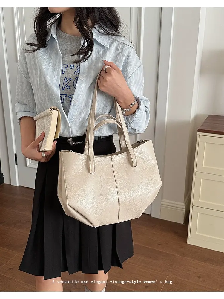 Simple Minimalist Diaper Bags For Women Elegant Designer Leather Tote Bag Vintage Trendy Luxury Commuter Bag
