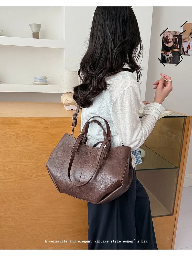 Simple Minimalist Diaper Bags For Women Elegant Designer Leather Tote Bag Vintage Trendy Luxury Commuter Bag