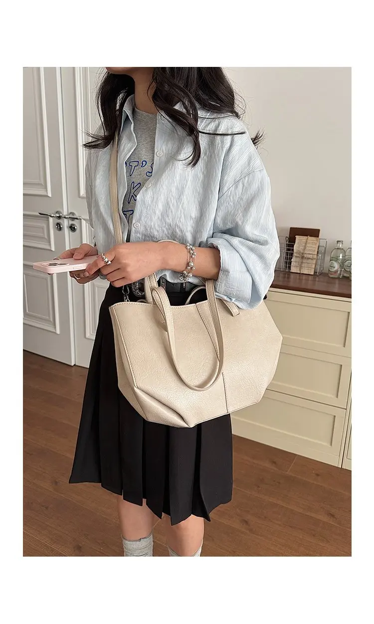 Simple Minimalist Diaper Bags For Women Elegant Designer Leather Tote Bag Vintage Trendy Luxury Commuter Bag