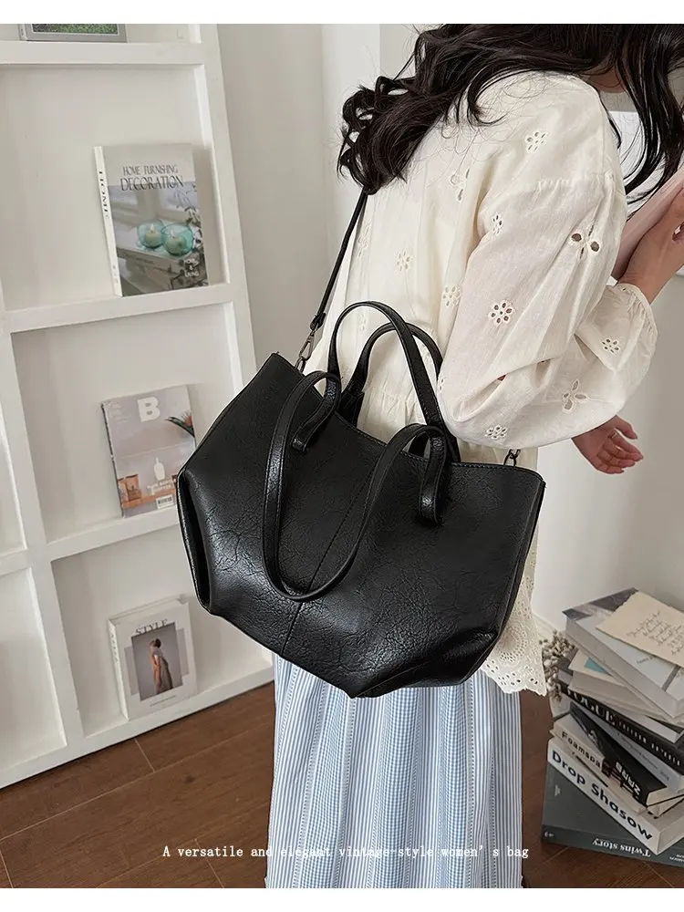 Simple Minimalist Diaper Bags For Women Elegant Designer Leather Tote Bag Vintage Trendy Luxury Commuter Bag