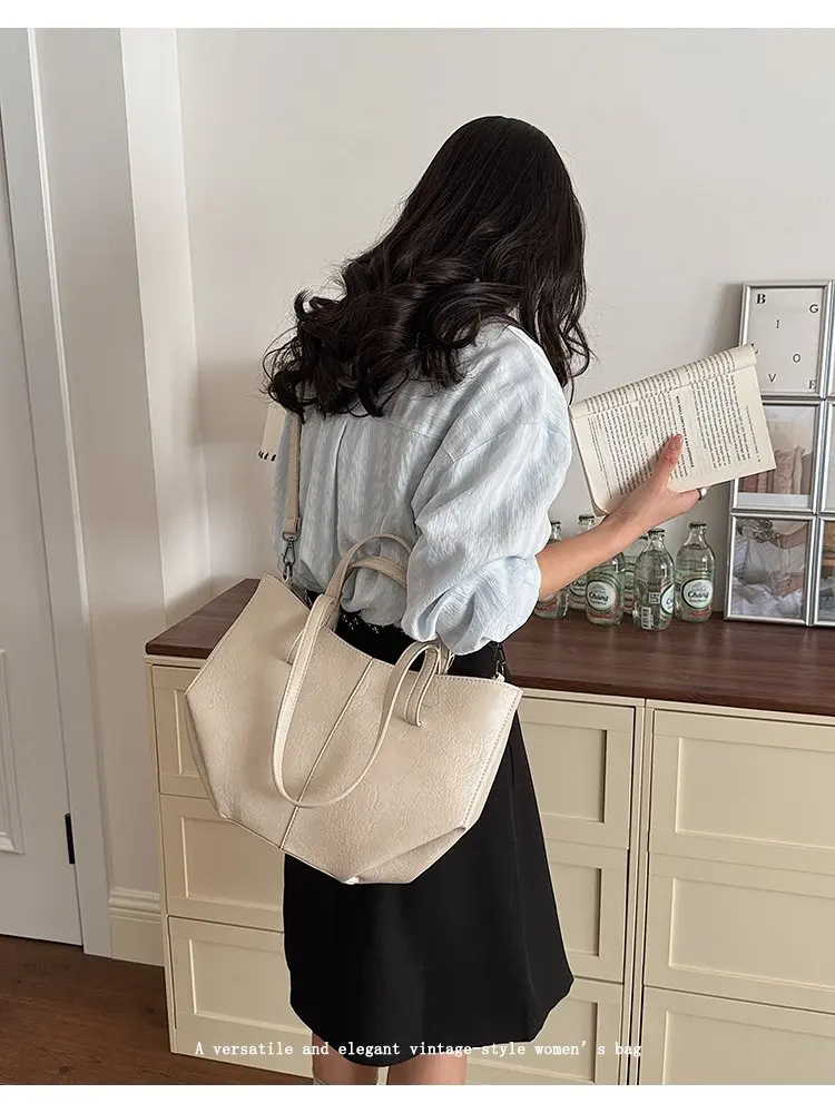 Simple Minimalist Diaper Bags For Women Elegant Designer Leather Tote Bag Vintage Trendy Luxury Commuter Bag