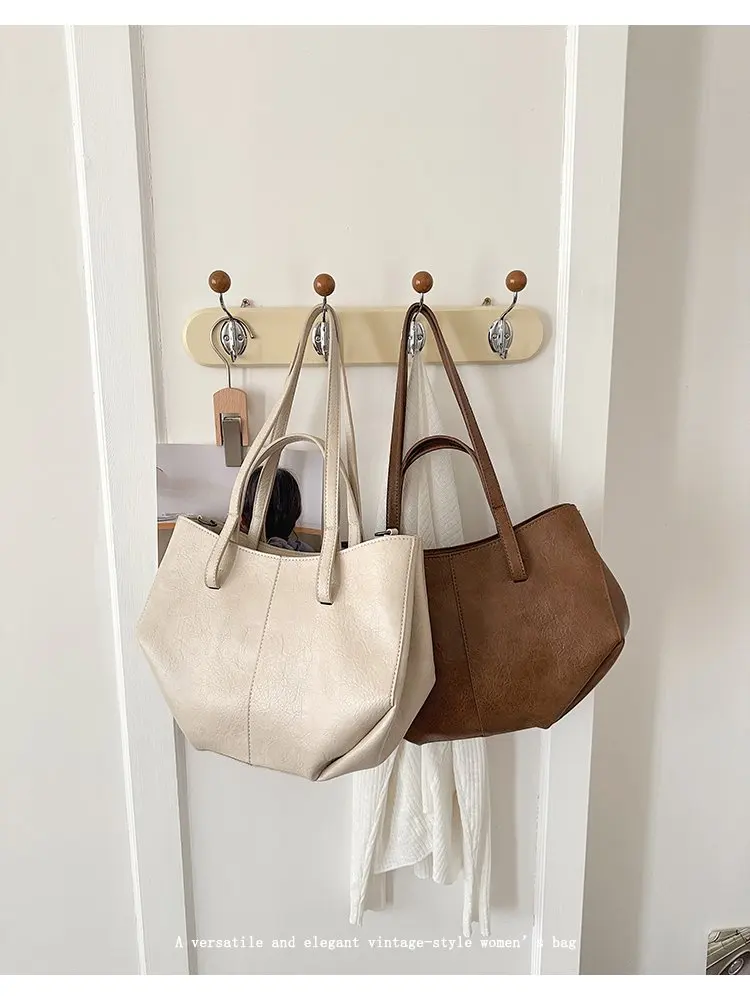 Simple Minimalist Diaper Bags For Women Elegant Designer Leather Tote Bag Vintage Trendy Luxury Commuter Bag