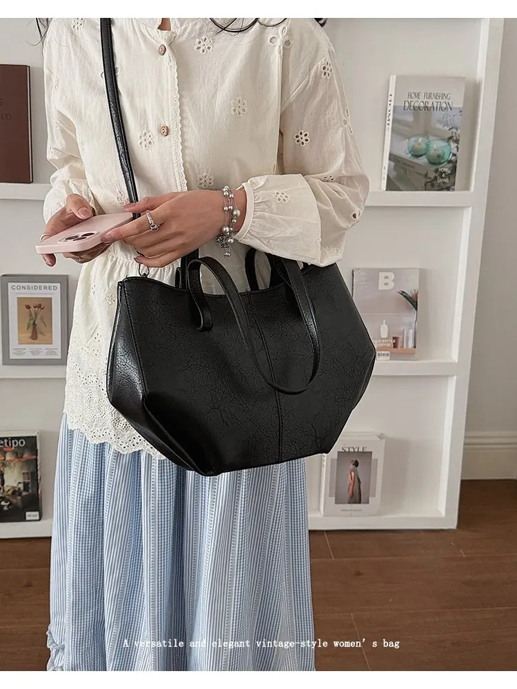 Simple Minimalist Diaper Bags For Women Elegant Designer Leather Tote Bag Vintage Trendy Luxury Commuter Bag