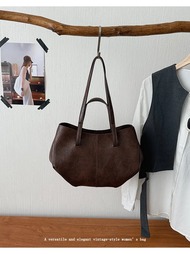 Simple Minimalist Diaper Bags For Women Elegant Designer Leather Tote Bag Vintage Trendy Luxury Commuter Bag