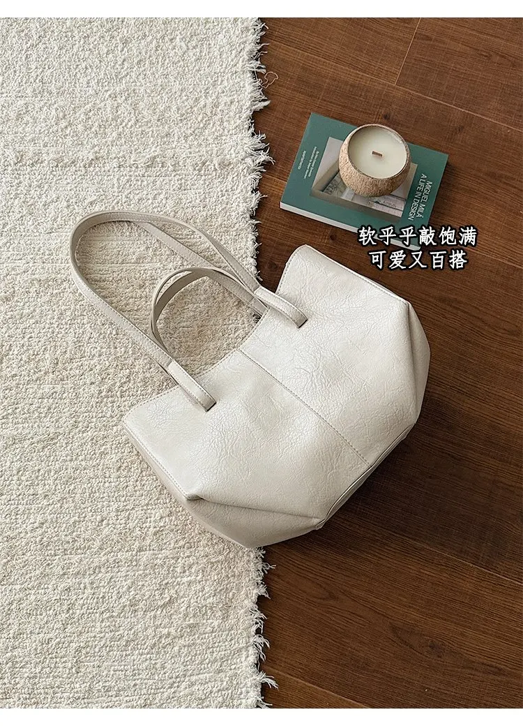 Simple Minimalist Diaper Bags For Women Elegant Designer Leather Tote Bag Vintage Trendy Luxury Commuter Bag