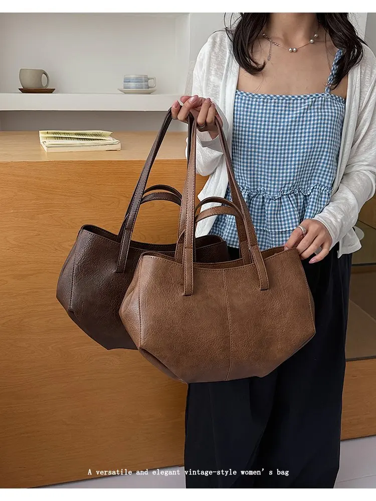 Simple Minimalist Diaper Bags For Women Elegant Designer Leather Tote Bag Vintage Trendy Luxury Commuter Bag