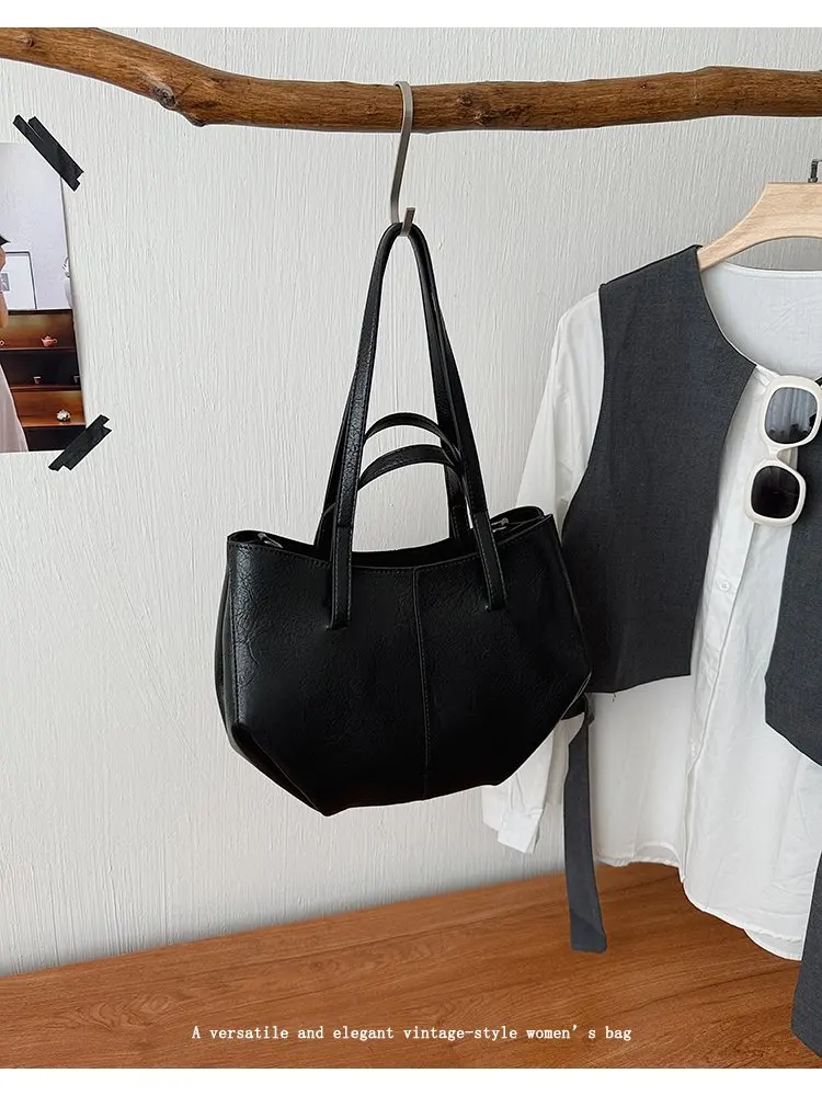Simple Minimalist Diaper Bags For Women Elegant Designer Leather Tote Bag Vintage Trendy Luxury Commuter Bag