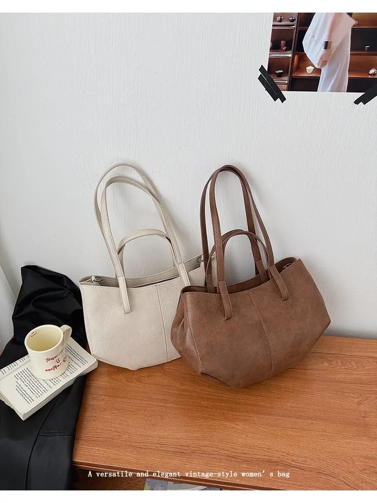 Simple Minimalist Diaper Bags For Women Elegant Designer Leather Tote Bag Vintage Trendy Luxury Commuter Bag