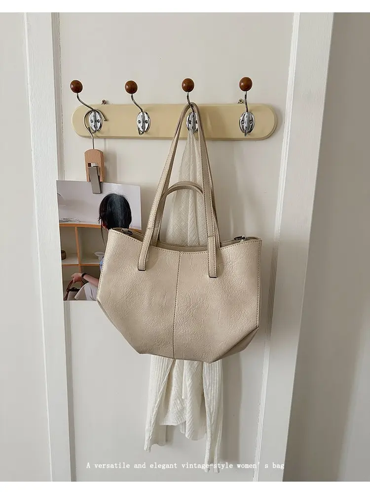 Simple Minimalist Diaper Bags For Women Elegant Designer Leather Tote Bag Vintage Trendy Luxury Commuter Bag