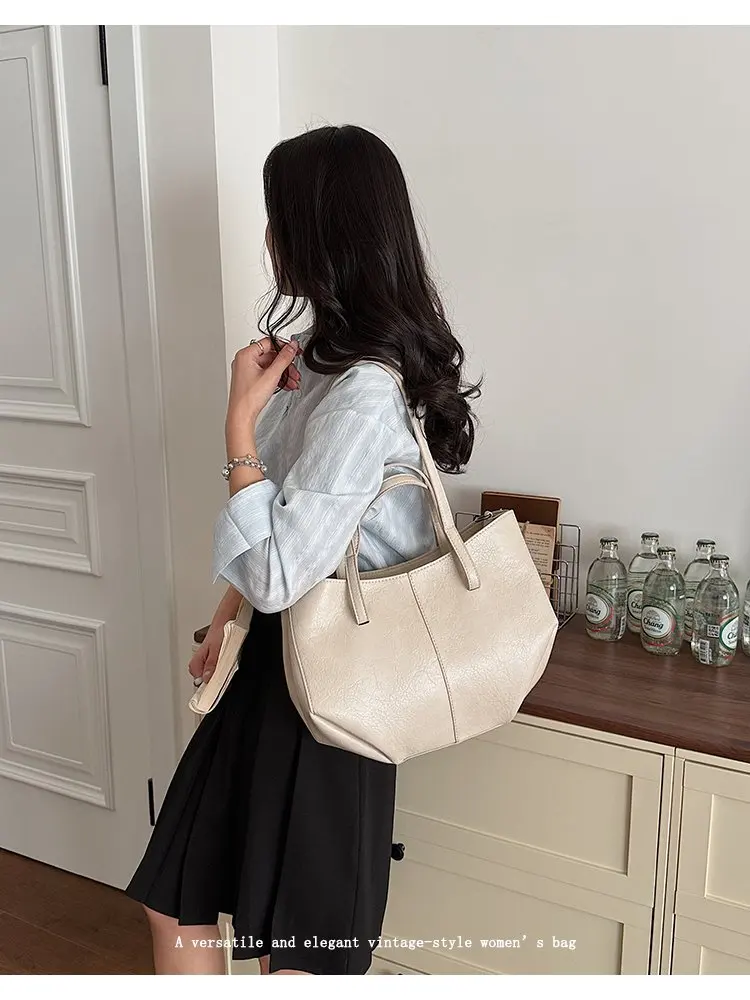 Simple Minimalist Diaper Bags For Women Elegant Designer Leather Tote Bag Vintage Trendy Luxury Commuter Bag