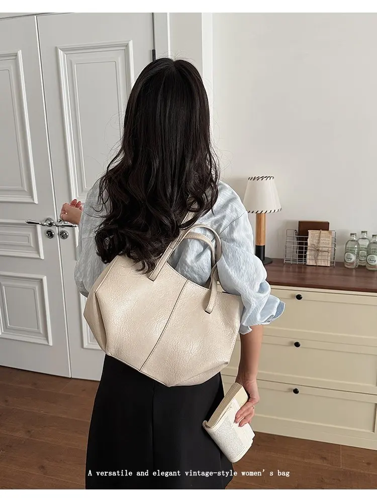Simple Minimalist Diaper Bags For Women Elegant Designer Leather Tote Bag Vintage Trendy Luxury Commuter Bag