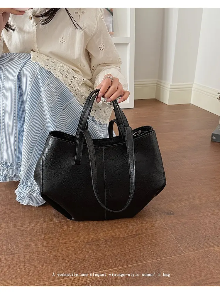 Simple Minimalist Diaper Bags For Women Elegant Designer Leather Tote Bag Vintage Trendy Luxury Commuter Bag