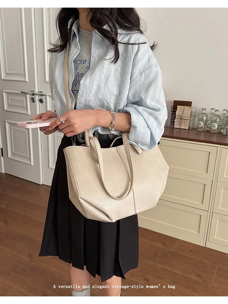 Simple Minimalist Diaper Bags For Women Elegant Designer Leather Tote Bag Vintage Trendy Luxury Commuter Bag