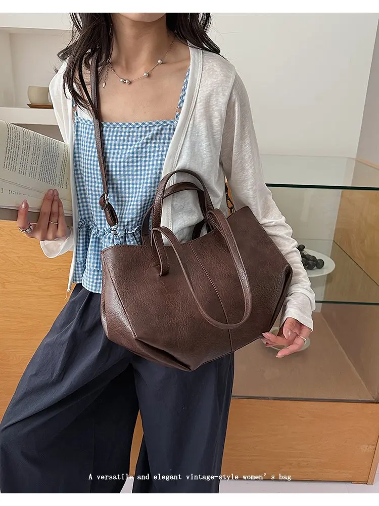 Simple Minimalist Diaper Bags For Women Elegant Designer Leather Tote Bag Vintage Trendy Luxury Commuter Bag