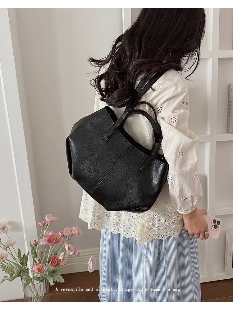 Simple Minimalist Diaper Bags For Women Elegant Designer Leather Tote Bag Vintage Trendy Luxury Commuter Bag
