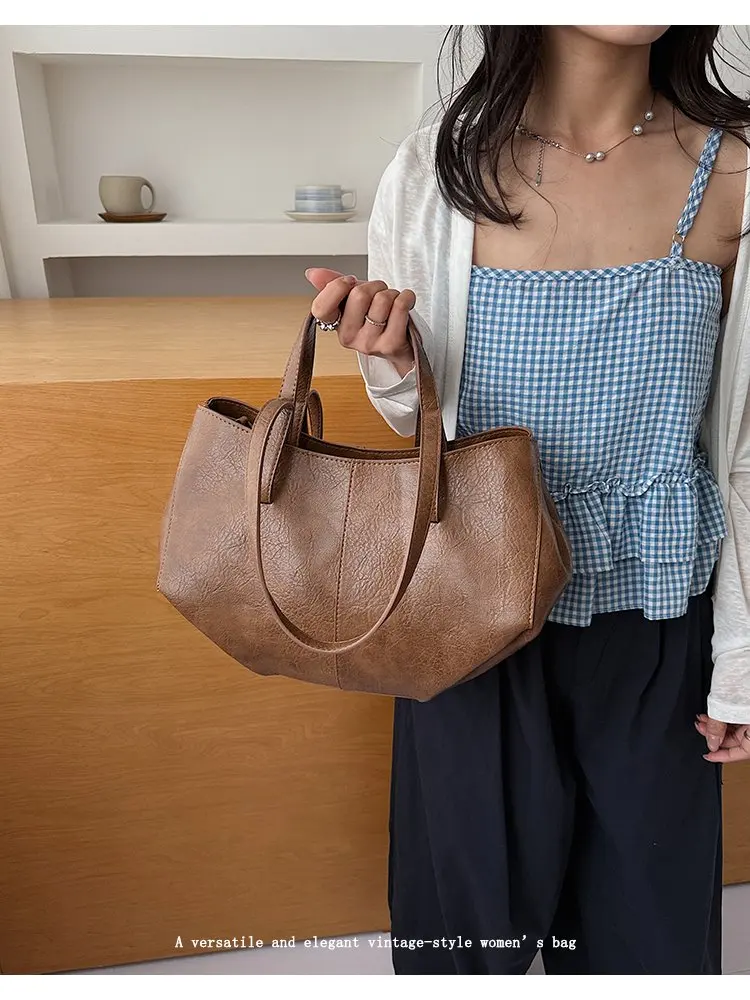 Simple Minimalist Diaper Bags For Women Elegant Designer Leather Tote Bag Vintage Trendy Luxury Commuter Bag