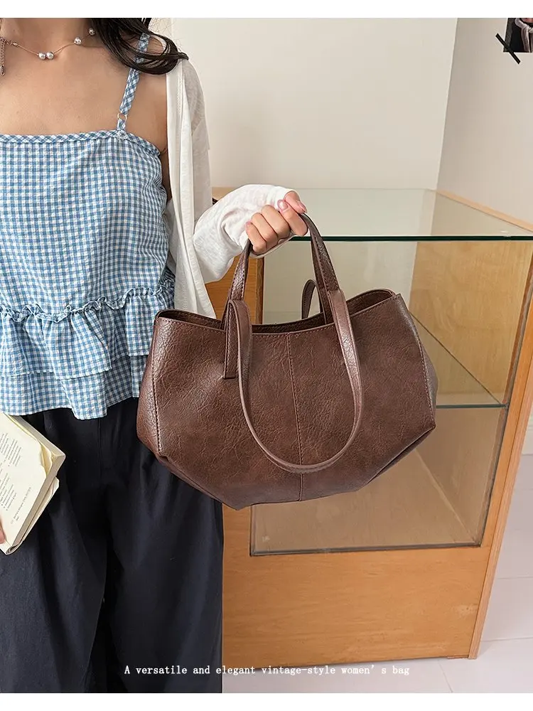 Simple Minimalist Diaper Bags For Women Elegant Designer Leather Tote Bag Vintage Trendy Luxury Commuter Bag