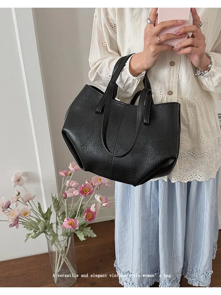 Simple Minimalist Diaper Bags For Women Elegant Designer Leather Tote Bag Vintage Trendy Luxury Commuter Bag