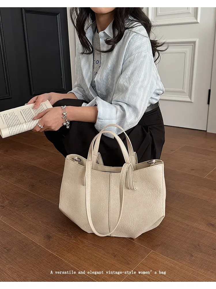 Simple Minimalist Diaper Bags For Women Elegant Designer Leather Tote Bag Vintage Trendy Luxury Commuter Bag