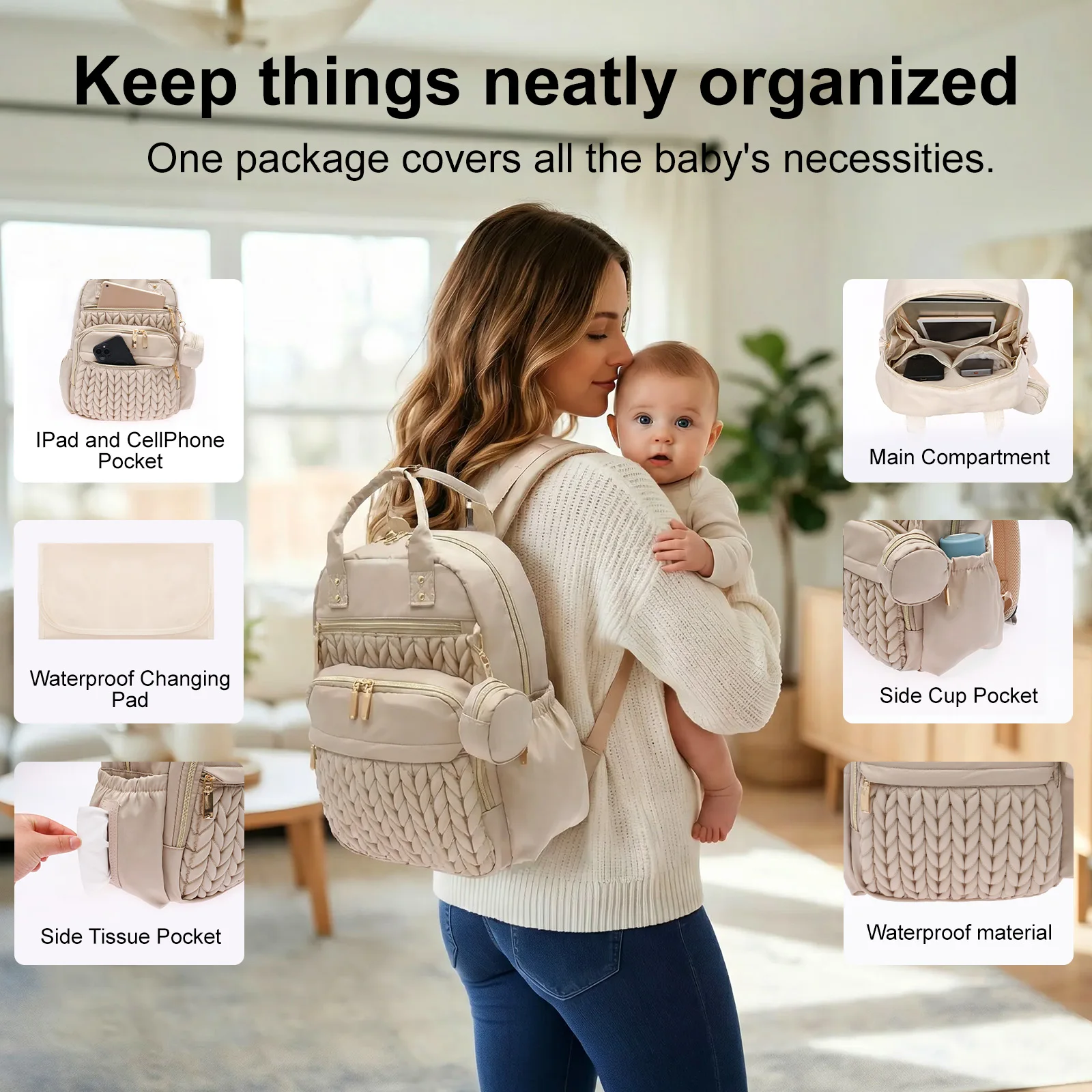 Diaper Bag Backpack Baby Girl Boy Nappy Changing Station with Changing Pad Multifunctional Waterproof Nursing Mommy Travel Bag