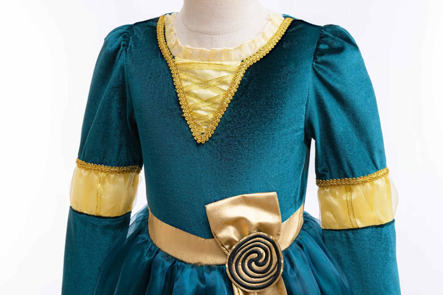 2026 Halloween Festival Party Dress Girls Cosplay Princess Merida Long Sleeves Cute Dress + Belt Accessories Set Birthday Gift