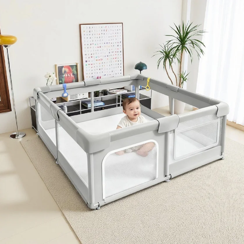 Baby Playpen - Portable Safety Play Yard Use Foldable Design for Home Travel & Playtime Creates Secure Space for Toddlers