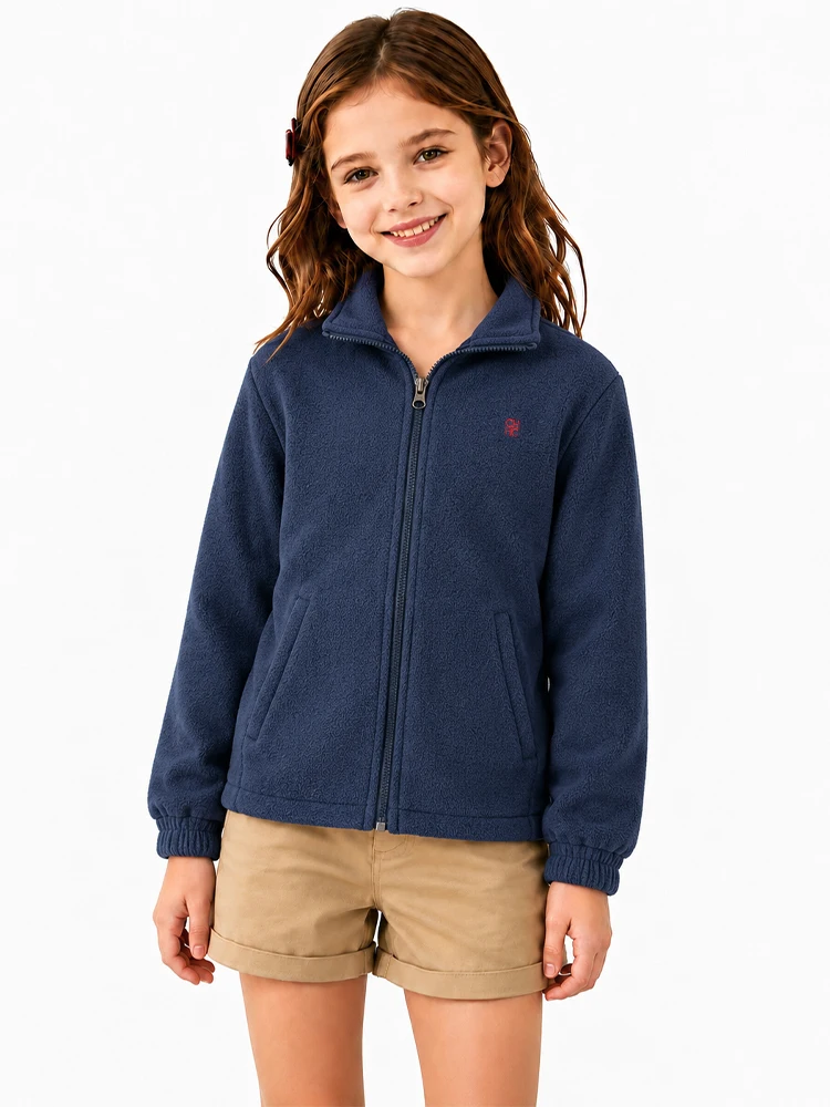 CH Girls' Full Zip Jacket Stand Collar Warm Casual Coat with Pockets Kids Autumn Winter Outdoor Outerwear