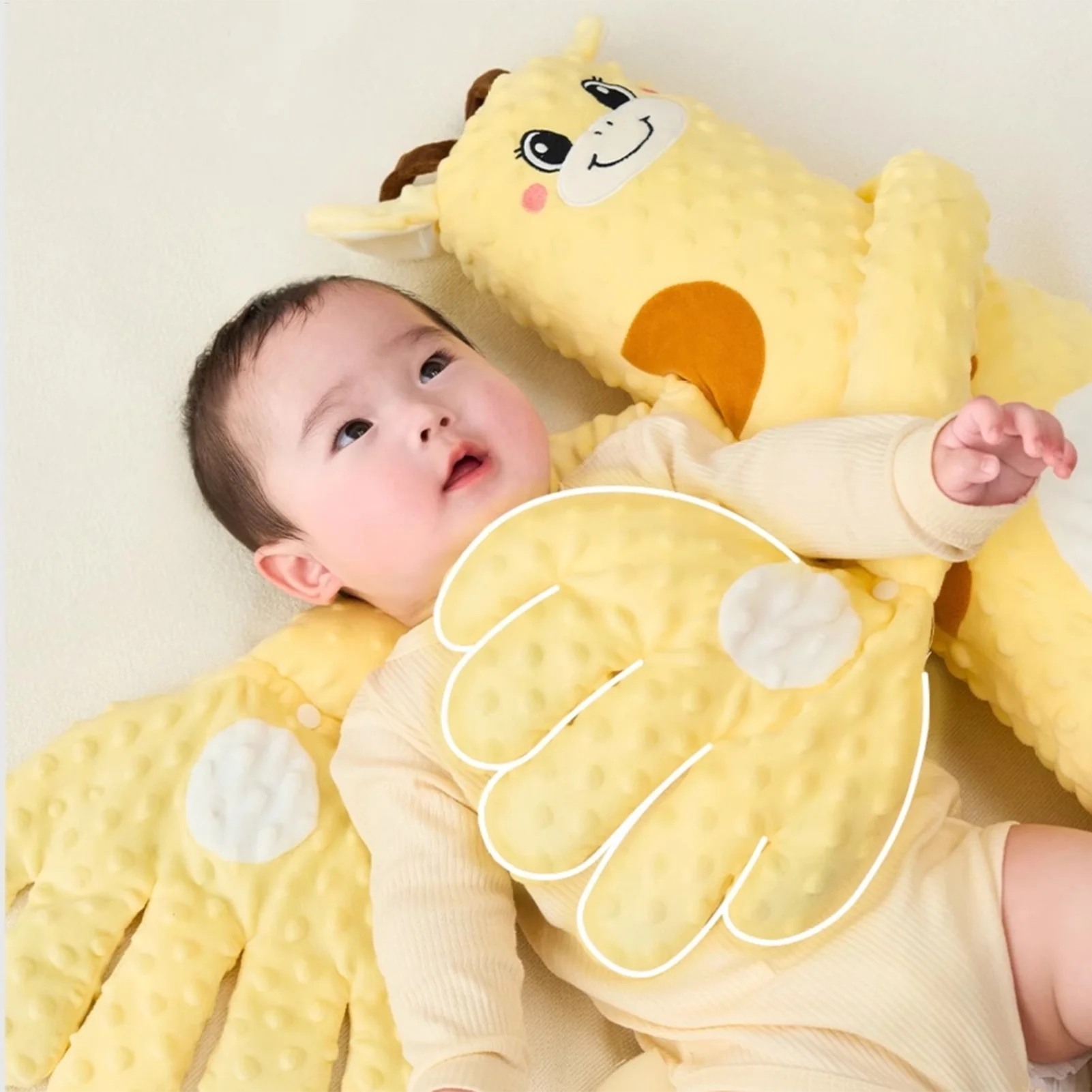 Baby Patting Pillow Stuffed Animal Shape Crib Soother Cushion 3 Adjustable Modes Interactive Cozy Companion For Car Seat