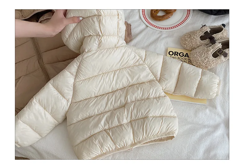 Children's Lightweight Down Cotton Jacket Baby Short Cotton Jacket Hooded Cotton Jacket for Boys and Girls Winter Outerwear