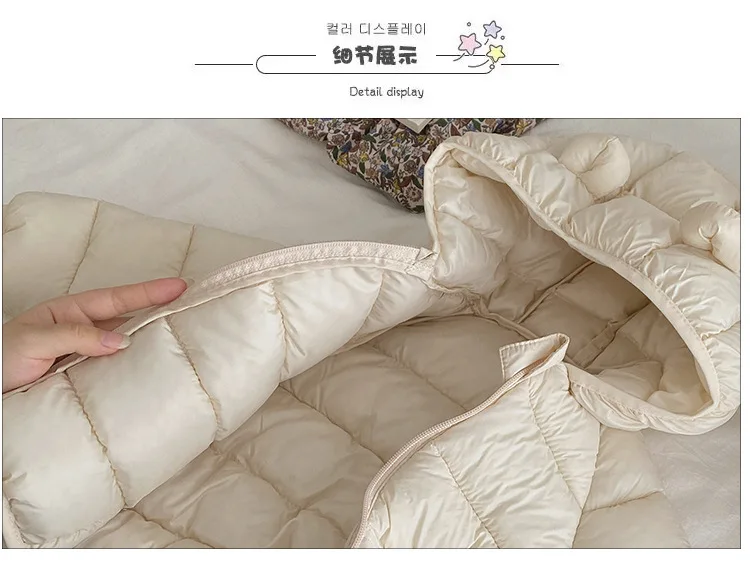 Children's Lightweight Down Cotton Jacket Baby Short Cotton Jacket Hooded Cotton Jacket for Boys and Girls Winter Outerwear