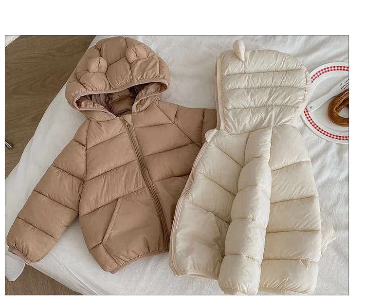 Children's Lightweight Down Cotton Jacket Baby Short Cotton Jacket Hooded Cotton Jacket for Boys and Girls Winter Outerwear