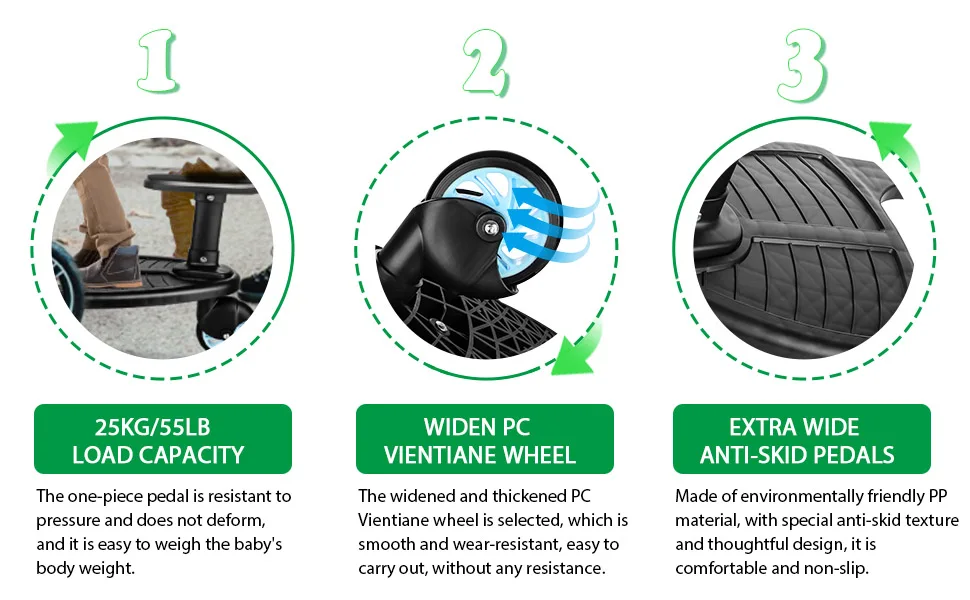 Buggy Board with Seat, Stroller Auxiliary Pedal Portable Kiddy Boards Standing Board, Removable and Assembling