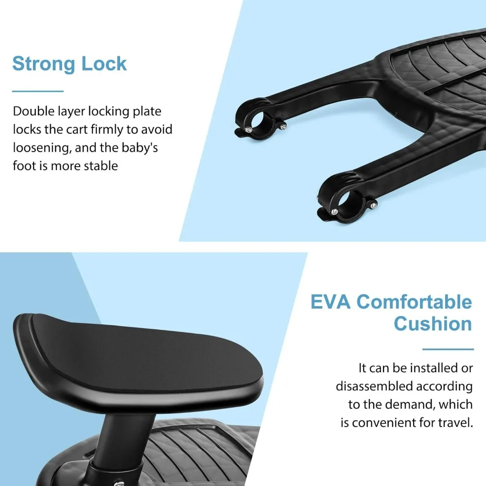 Buggy Board with Seat, Stroller Auxiliary Pedal Portable Kiddy Boards Standing Board, Removable and Assembling