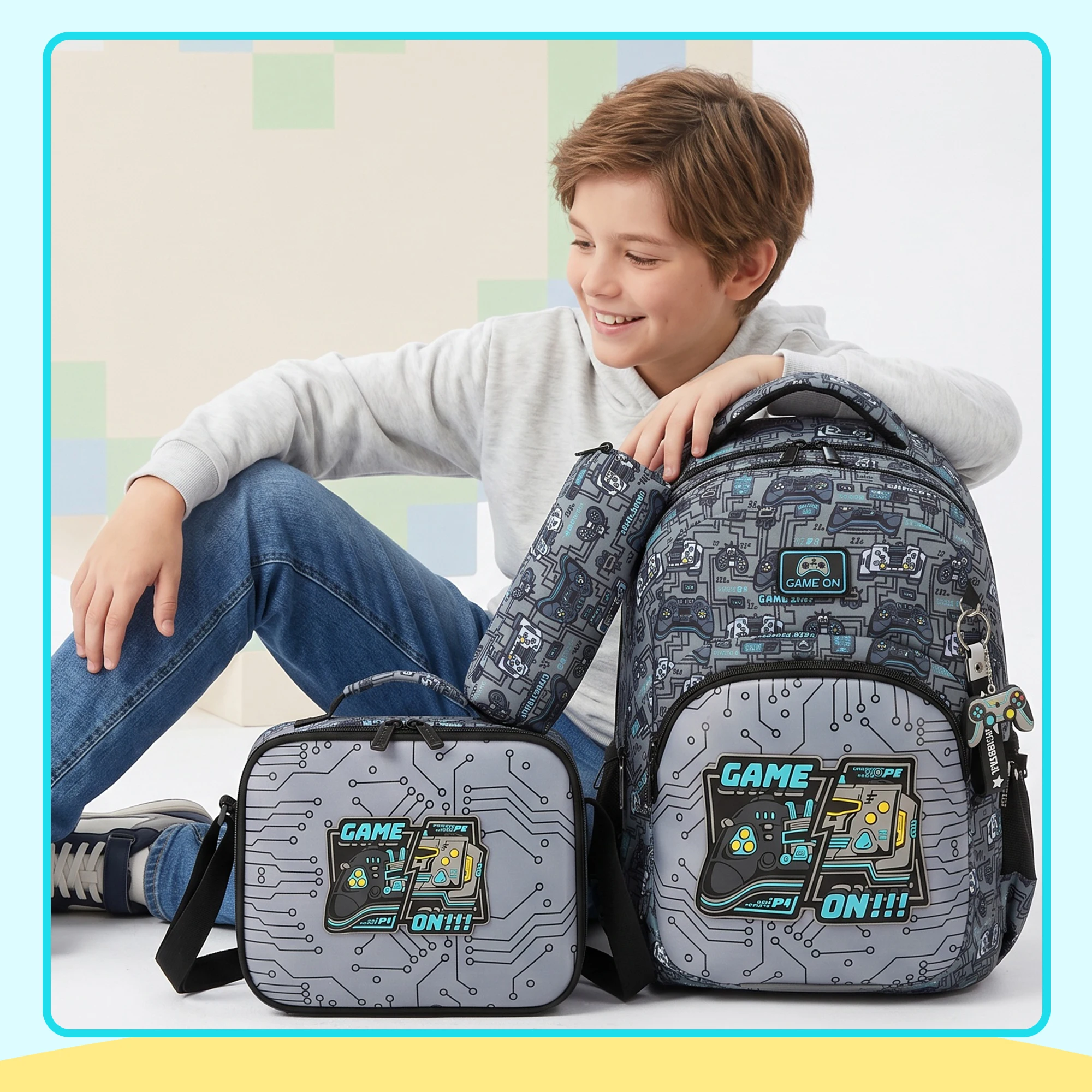 School Backpack for Boys Kids Backpack for Boys Primary School Daypack Elementary Students Kids Schoolbag with Lunch Bag