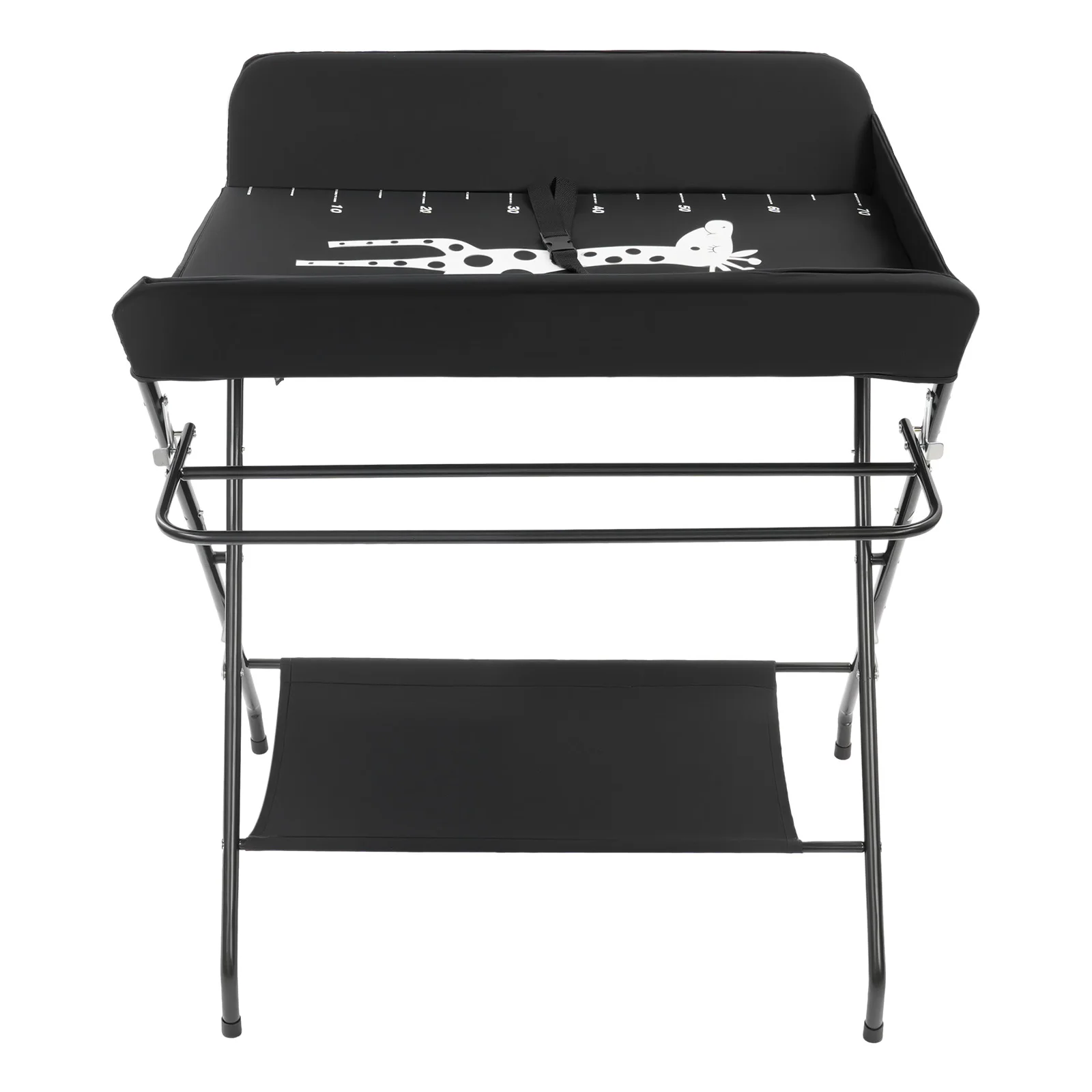 37.8inch Black Portable Baby Diaper Changing Station, Foldable Freestanding Diaper Changing Table for 0-12 Months Age