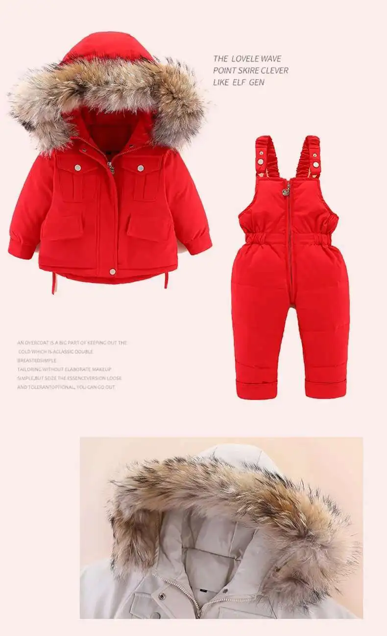Baby Winter down Jacket Coat and Jumpsuit for Children Clothing Set 2 PCS Thicken Clothes Warm Jacket for Girls Infant Snowsuit
