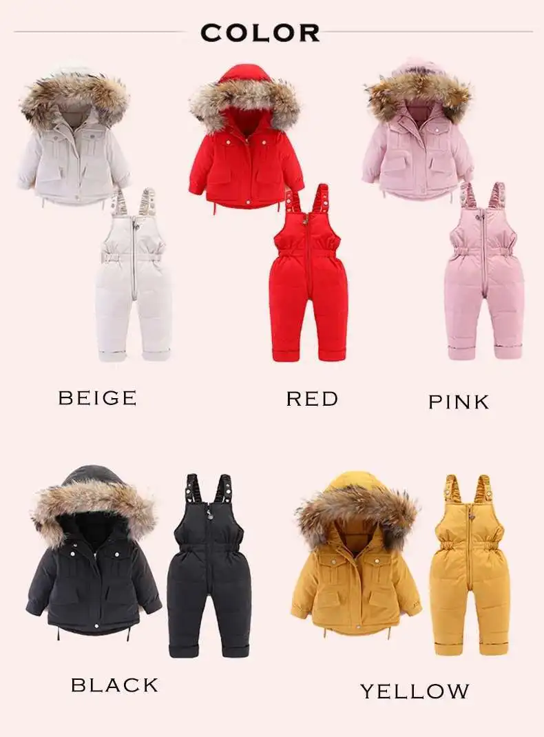 Baby Winter down Jacket Coat and Jumpsuit for Children Clothing Set 2 PCS Thicken Clothes Warm Jacket for Girls Infant Snowsuit