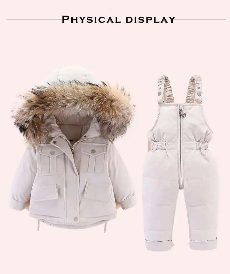 Baby Winter down Jacket Coat and Jumpsuit for Children Clothing Set 2 PCS Thicken Clothes Warm Jacket for Girls Infant Snowsuit