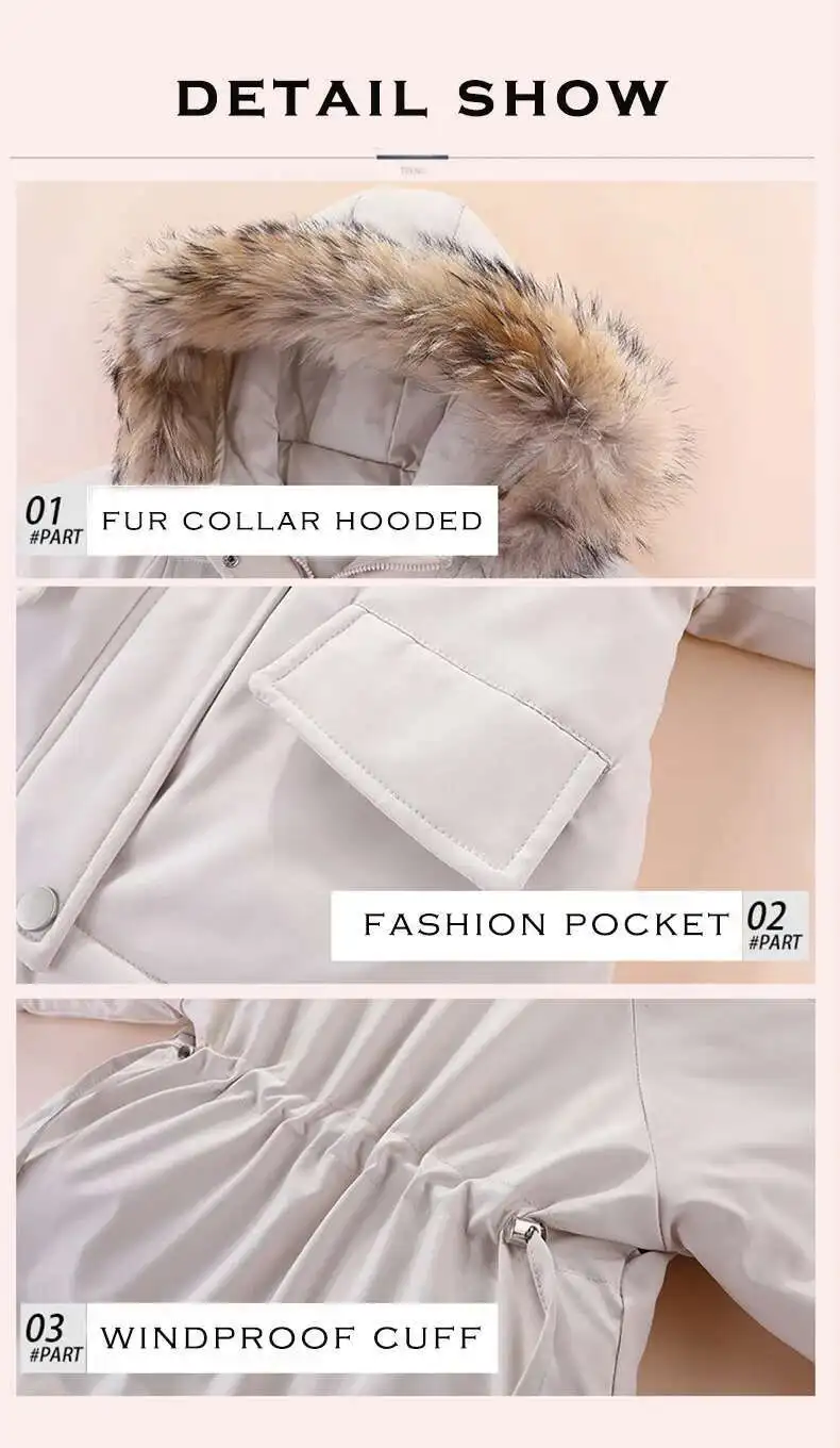 Baby Winter down Jacket Coat and Jumpsuit for Children Clothing Set 2 PCS Thicken Clothes Warm Jacket for Girls Infant Snowsuit