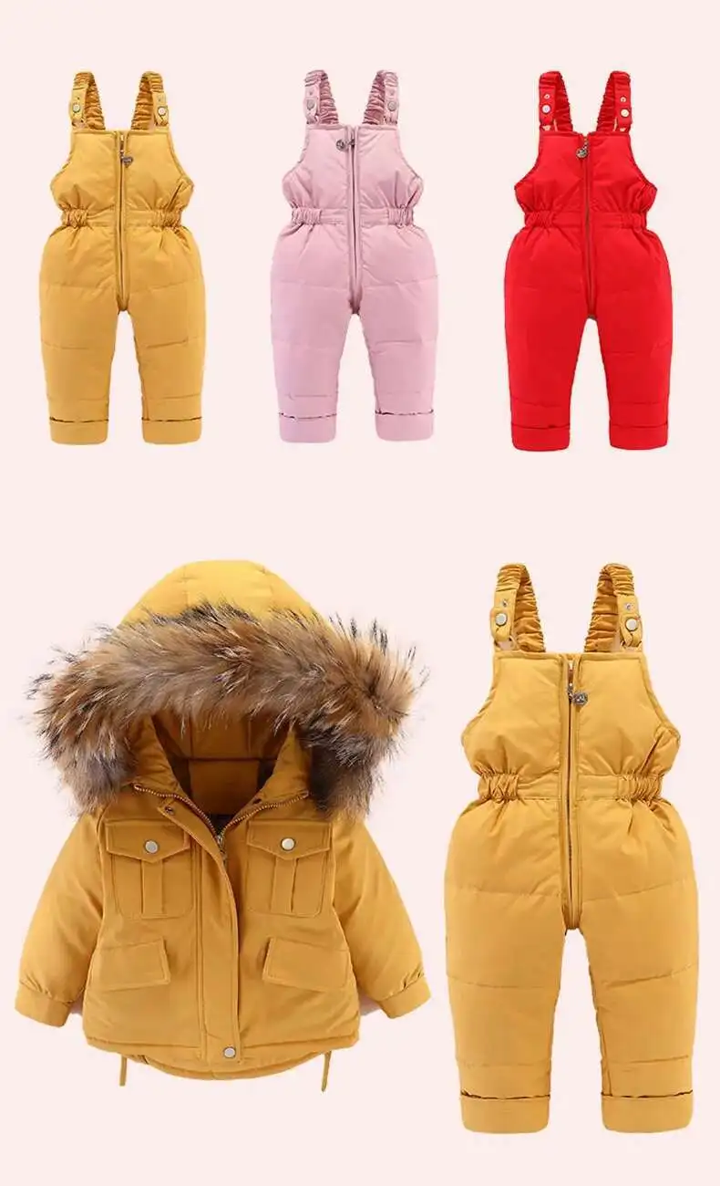 Baby Winter down Jacket Coat and Jumpsuit for Children Clothing Set 2 PCS Thicken Clothes Warm Jacket for Girls Infant Snowsuit
