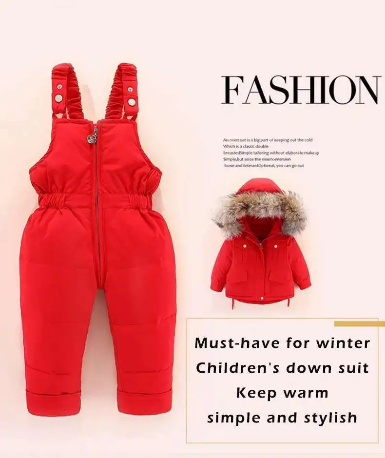 Baby Winter down Jacket Coat and Jumpsuit for Children Clothing Set 2 PCS Thicken Clothes Warm Jacket for Girls Infant Snowsuit