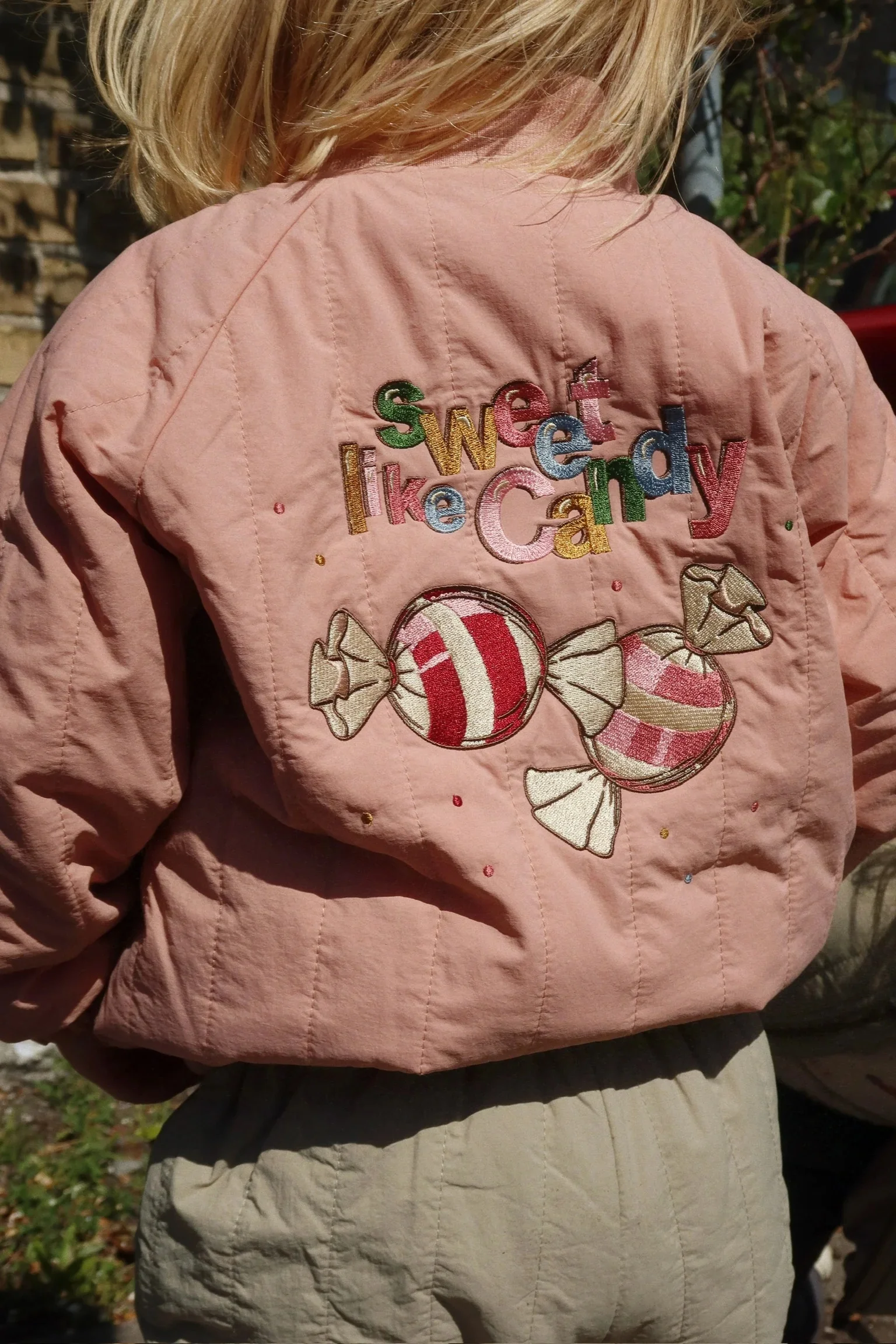 -Cute Fruit Kitten Candy Pattern Embroidered Winter Coat Zipper Baseball Jacket for Children Back Printed 2026 New Children Coat