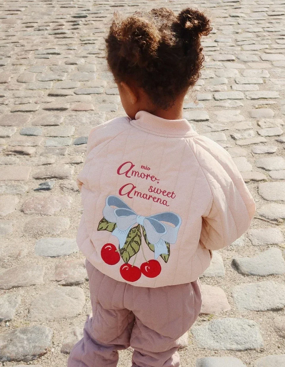 -Cute Fruit Kitten Candy Pattern Embroidered Winter Coat Zipper Baseball Jacket for Children Back Printed 2026 New Children Coat