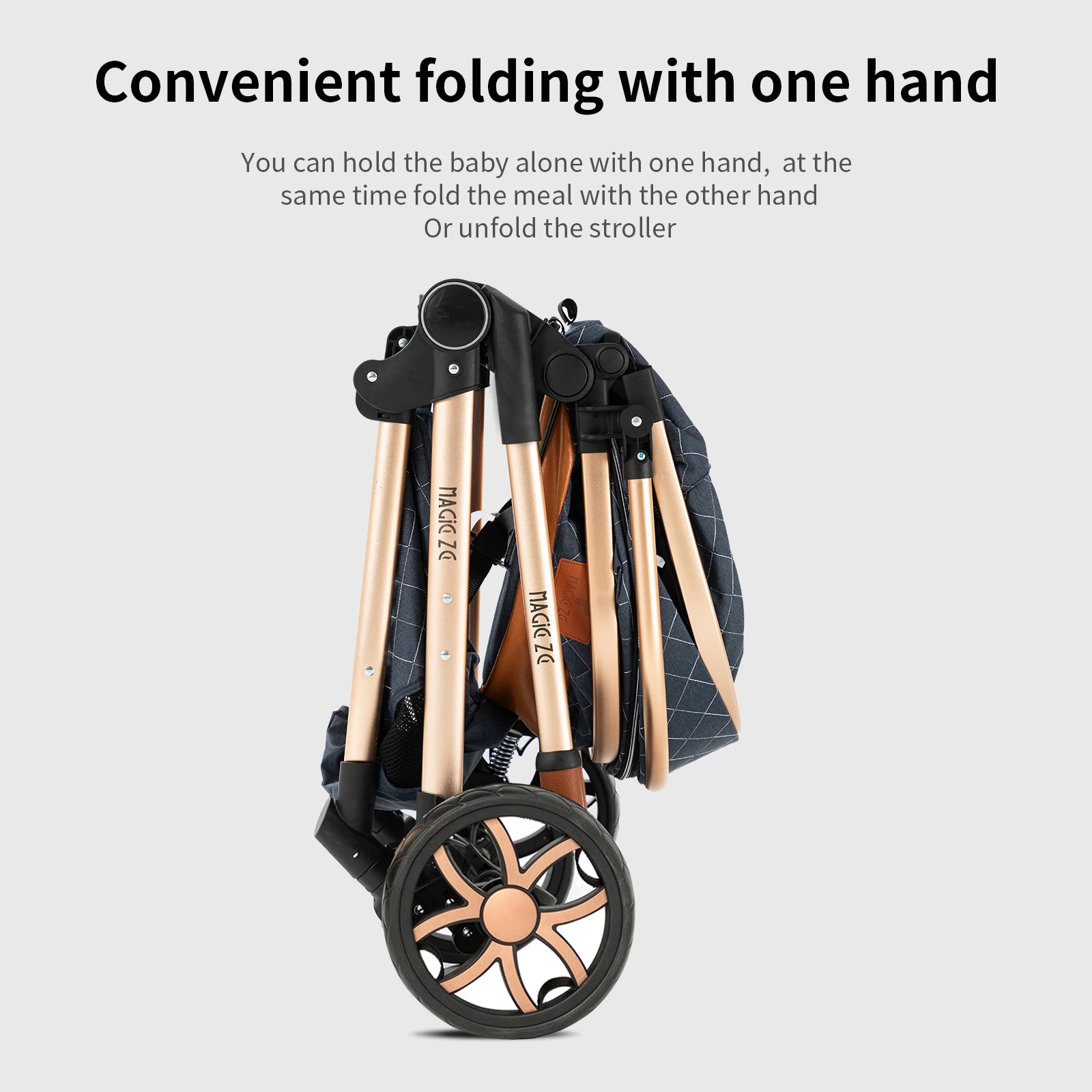 3 in 1 Convertible Baby Stroller with Car Seat & 6 Accessories - High Landscape Reversible Pram, One-Hand Foldable Infant Carriage, 105°-180° Reclining Bassinet Stroller with Rain Cover, Mosquito Net & Mommy Bag for 0-4 Years