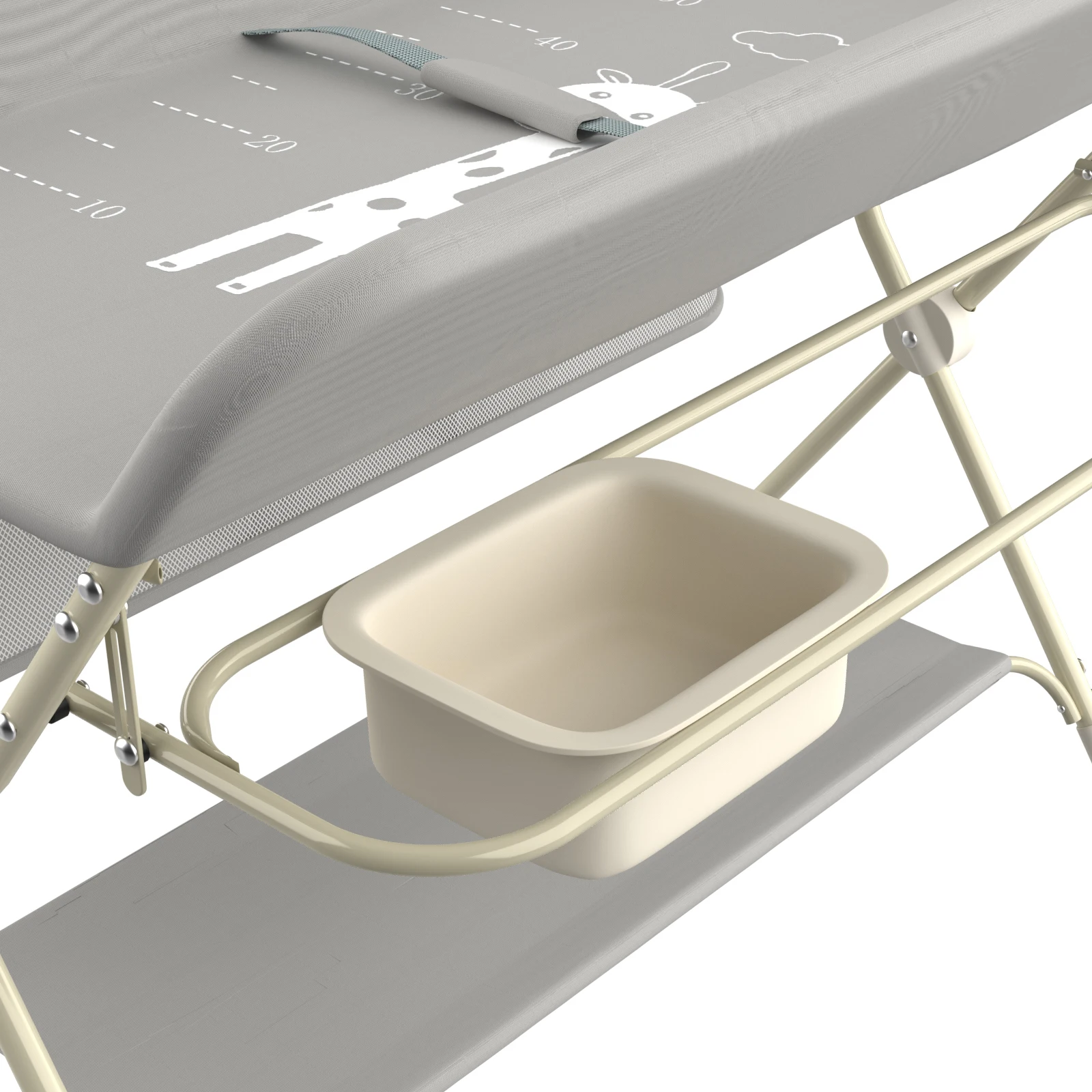 Changing Table with Wheels, with Storage Basket on Side Iron Frame, Max Load 25 kg for Newborns, Ergonomic Design, Storage, for Newborns