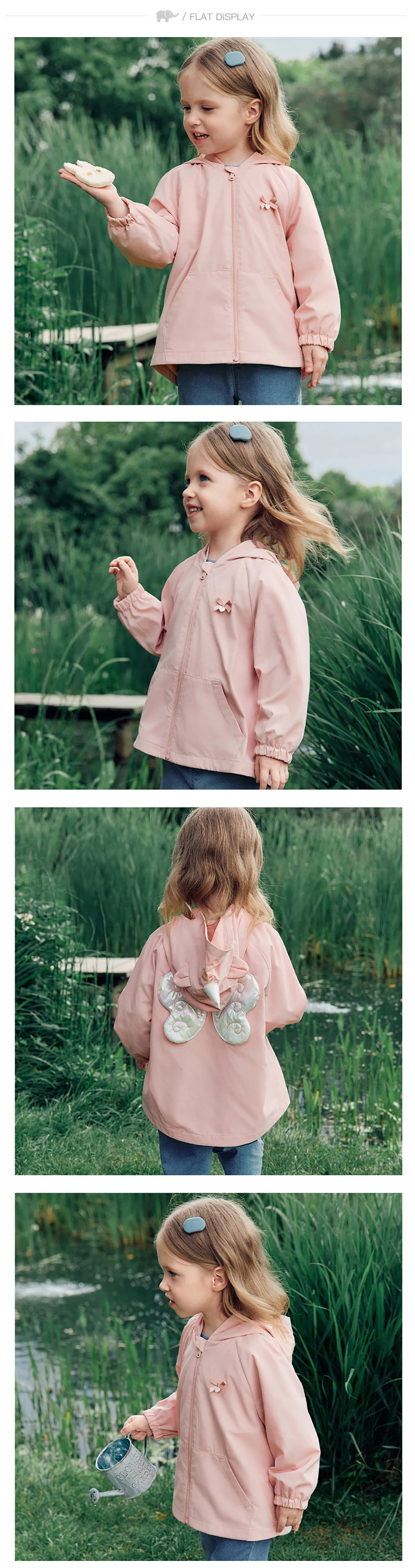 Dave Bella Jacket Autumn Hooded Children Girls Topcoat Spring Clothes Outerwear Cartoon Unicorn Fashion Outdoor Casual DB3262606