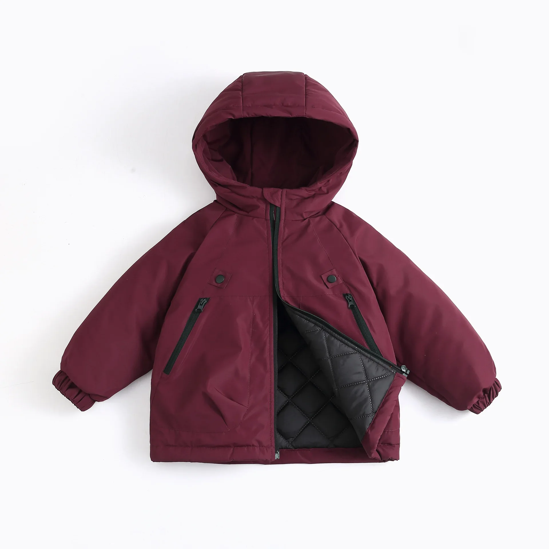Kids Hooded Ski Jacket Winter Snow Coat Waterproof Windproof Outdoor Padded Jacket with Quilted Lining Boys Girls Warm Outwear