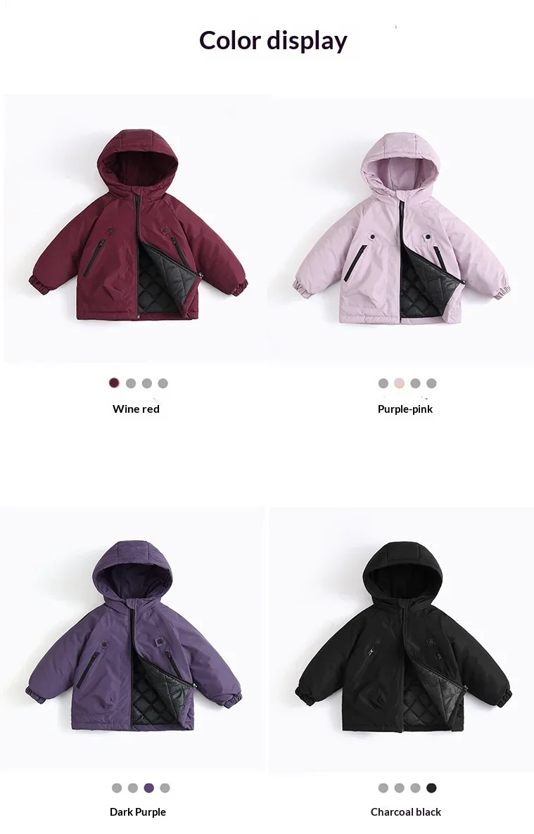 Kids Hooded Ski Jacket Winter Snow Coat Waterproof Windproof Outdoor Padded Jacket with Quilted Lining Boys Girls Warm Outwear
