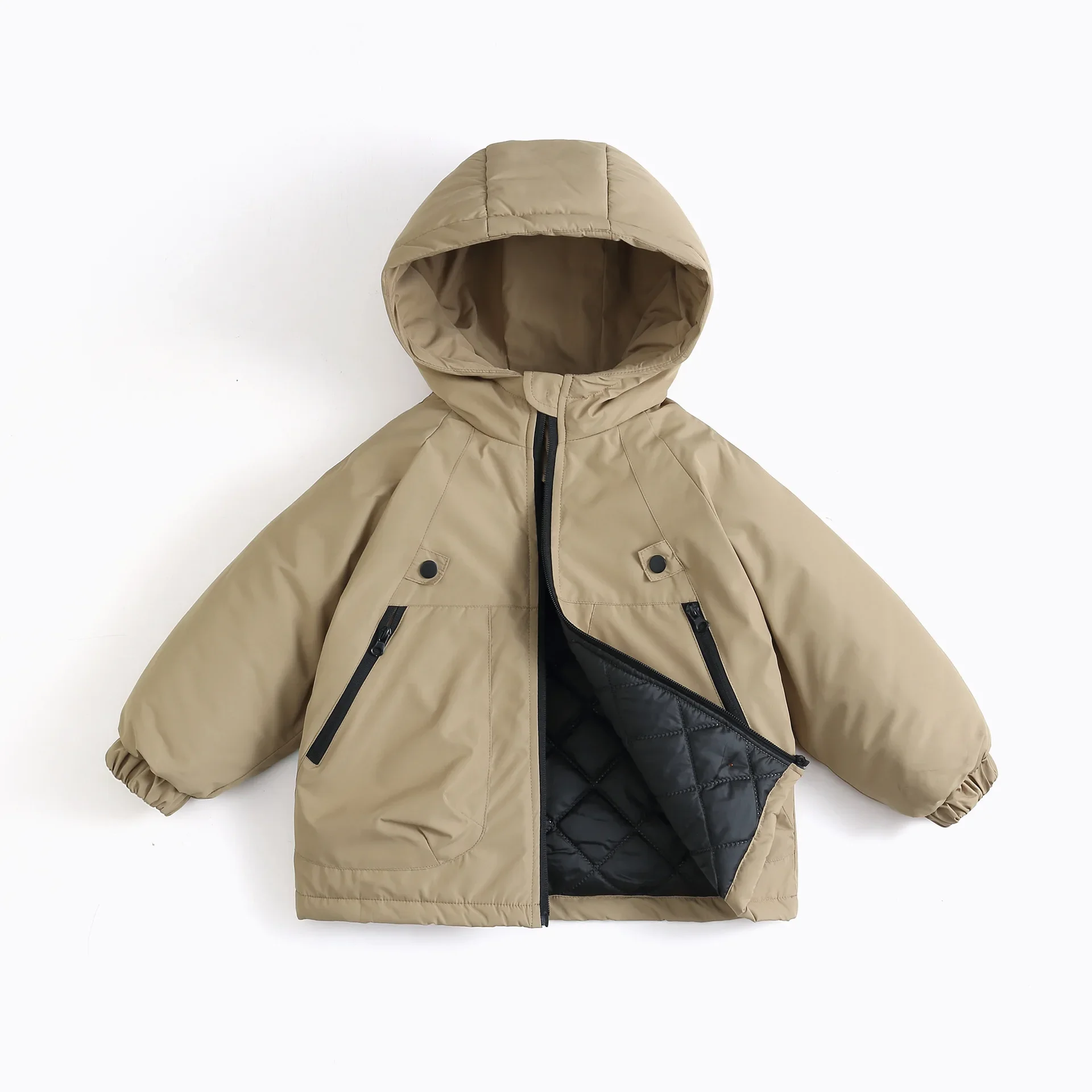Kids Hooded Ski Jacket Winter Snow Coat Waterproof Windproof Outdoor Padded Jacket with Quilted Lining Boys Girls Warm Outwear